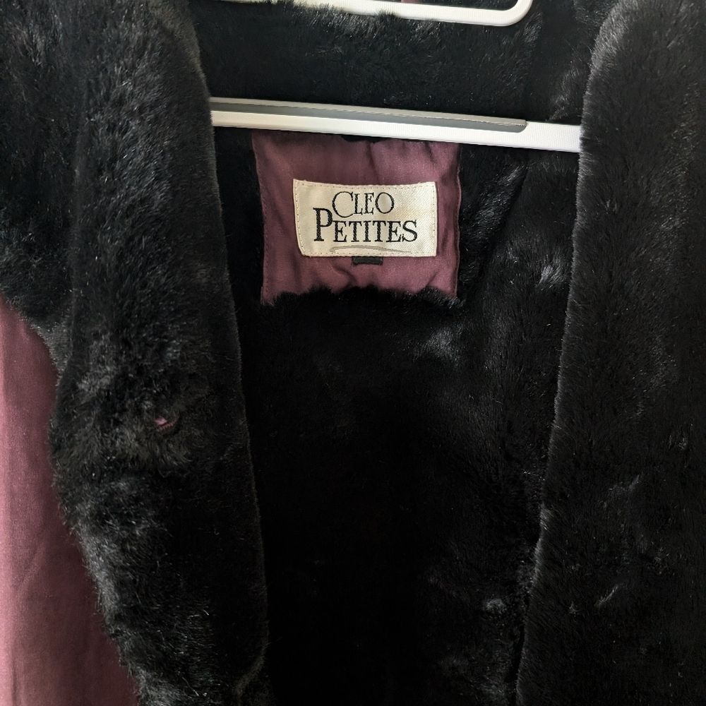 Vintage Cleo Petites Faux Fur Lined Trimmed Purple Thick Coat‎ Size 10 - Picture 6 of 12